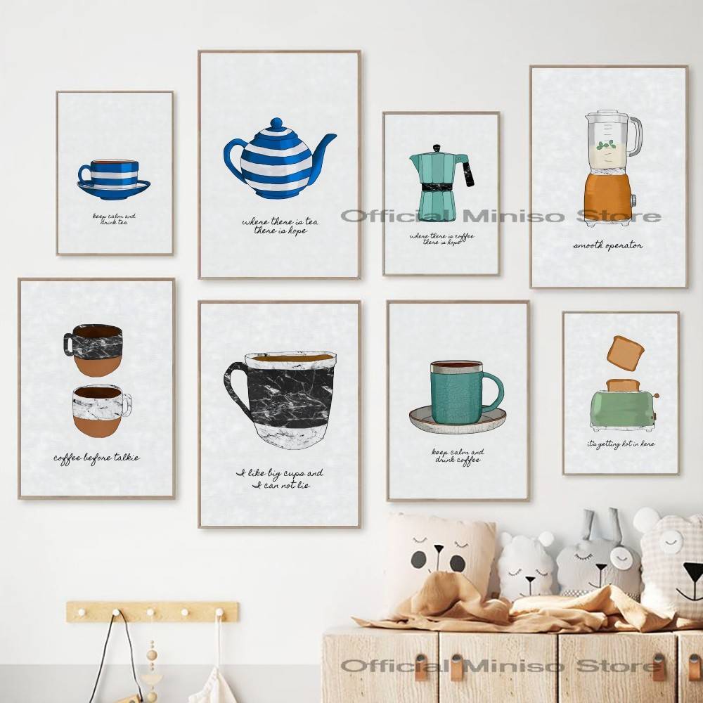 Wallpaper Coffee And Tea - Kahve Çay Mutfak Eşyaları Posteri Çaydanlık