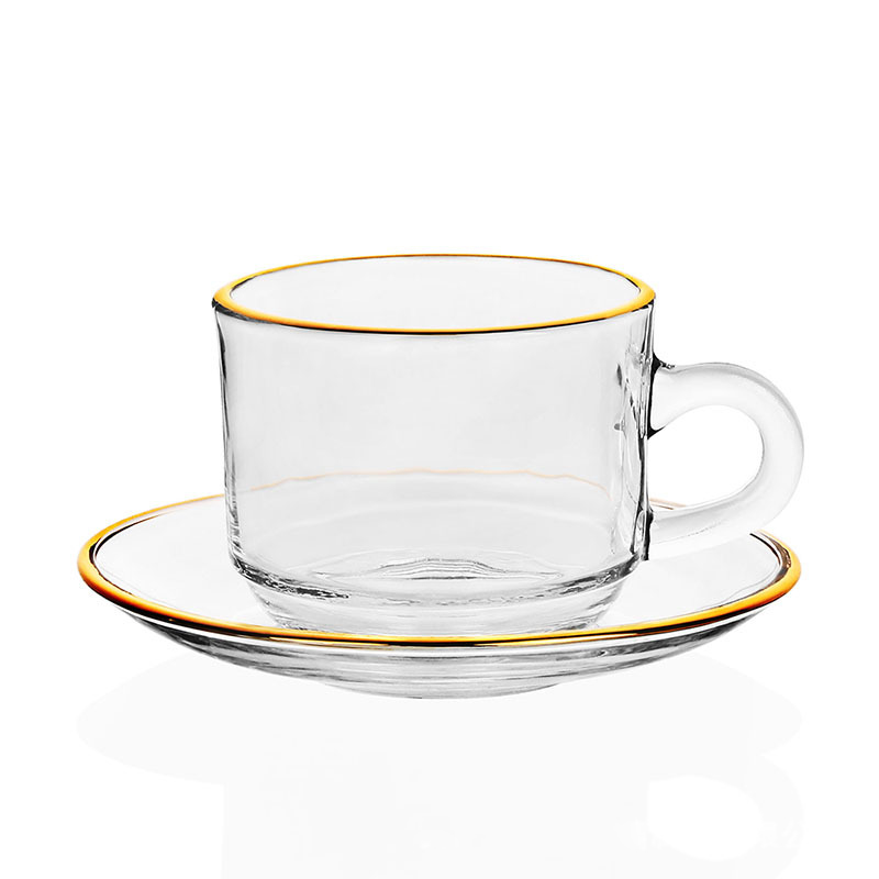 Espresso Cup Saucer - Altın kenar cam kahve fincanları, Lover
