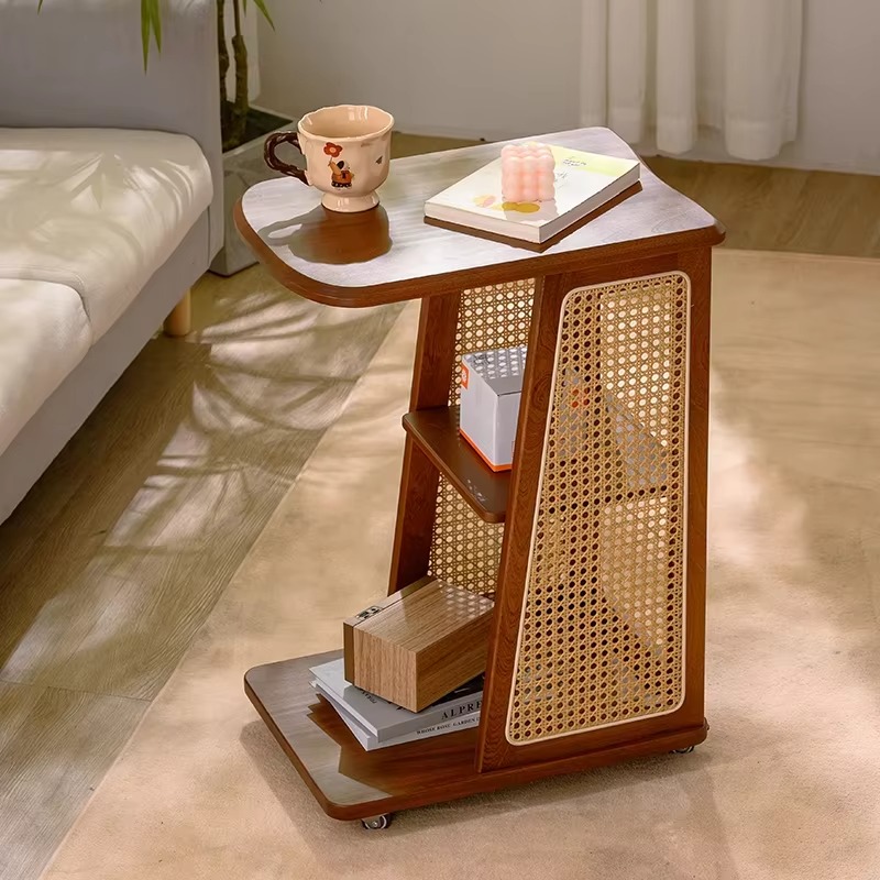 Coffee Or Tea Please - Modern Tarzda Masif Ahşap Yan Sehpa,