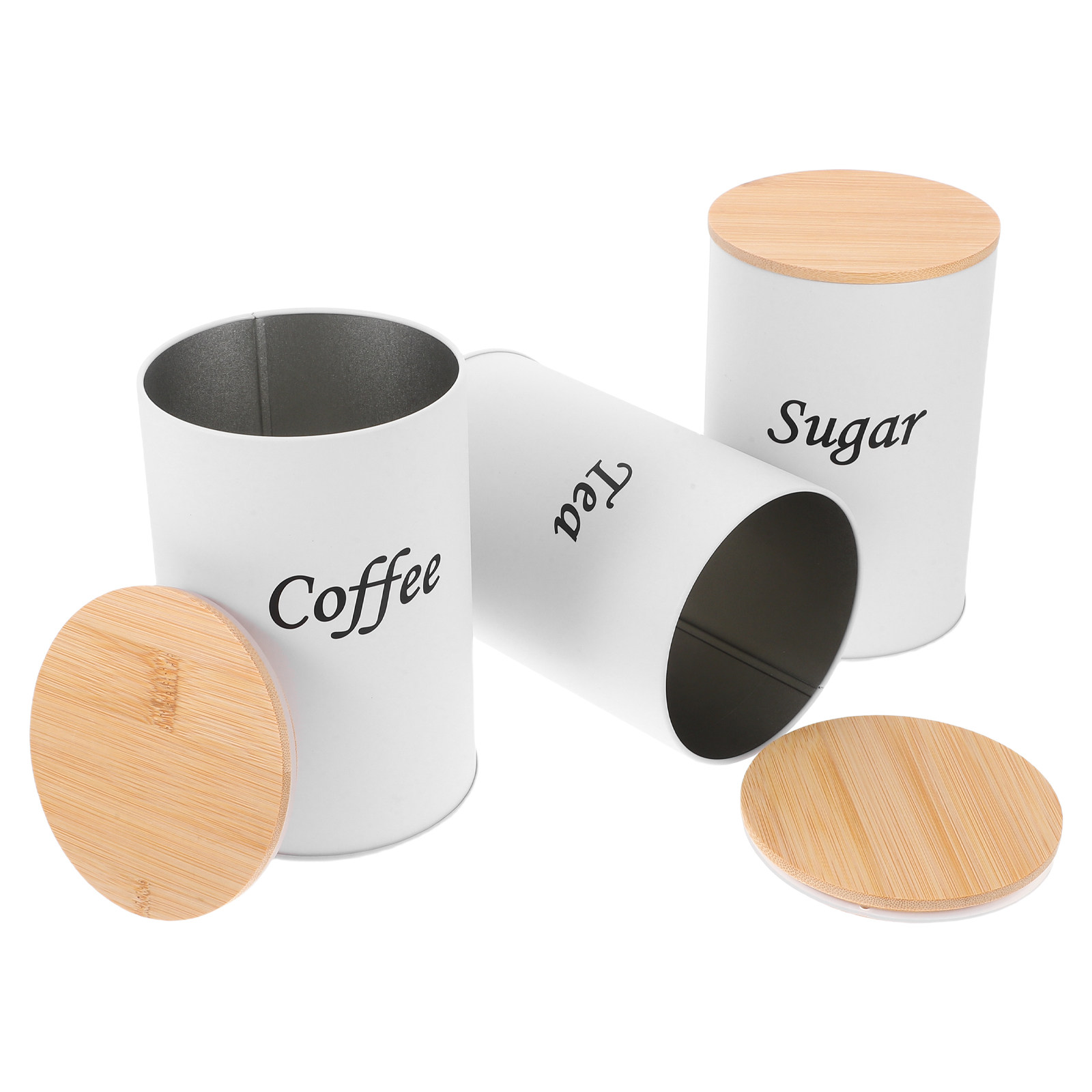Canister Coffee Sugar Tea - 3 adet hava geçirmez yuvarlak kutular
