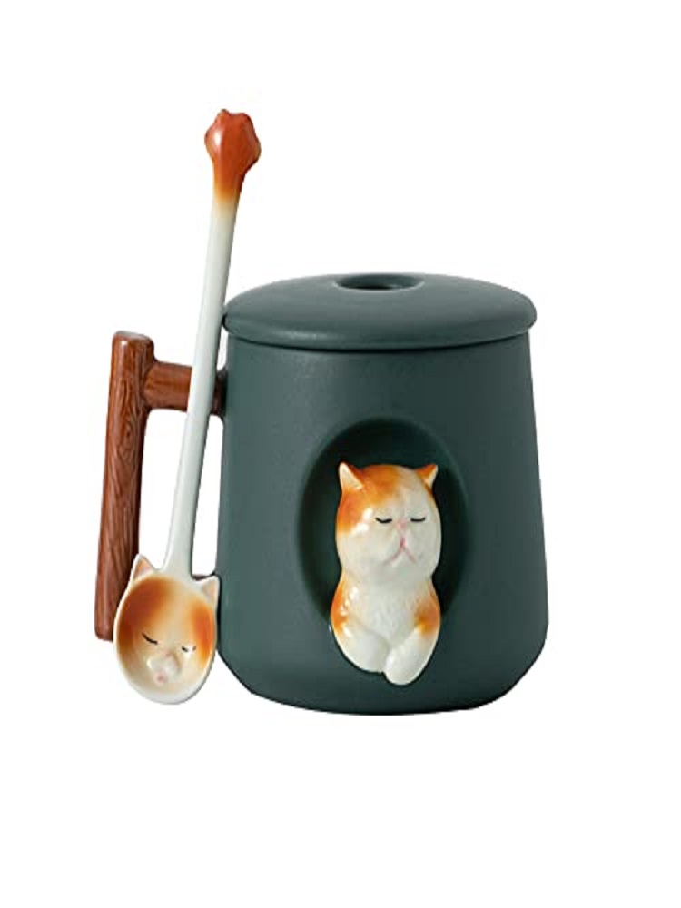 Coffee Tea Spoon - Sevimli 3D Seramik Kedi Kupa Bardak