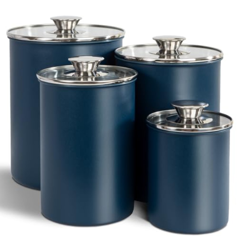 Canister Coffee Sugar Tea - Paslanmaz Çelik Gıda Saklama Kabı Seti