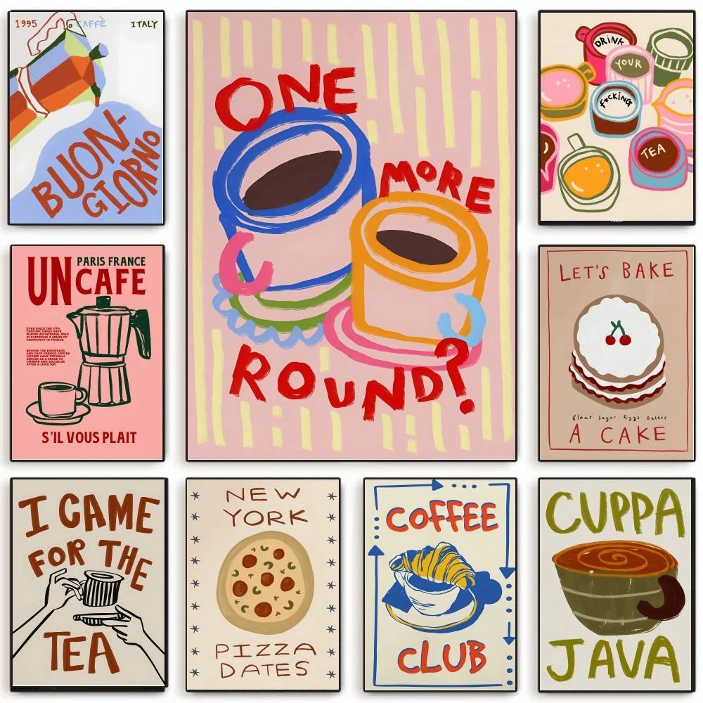 Wallpaper Coffee And Tea - Kahve Dükkanı İkindi Çayı Kruvasan Renkli