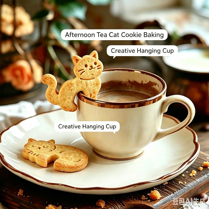 Coffee Tea For Me - Karikatür Asılı Bardak Kedi Kurabiye Kalıbı,