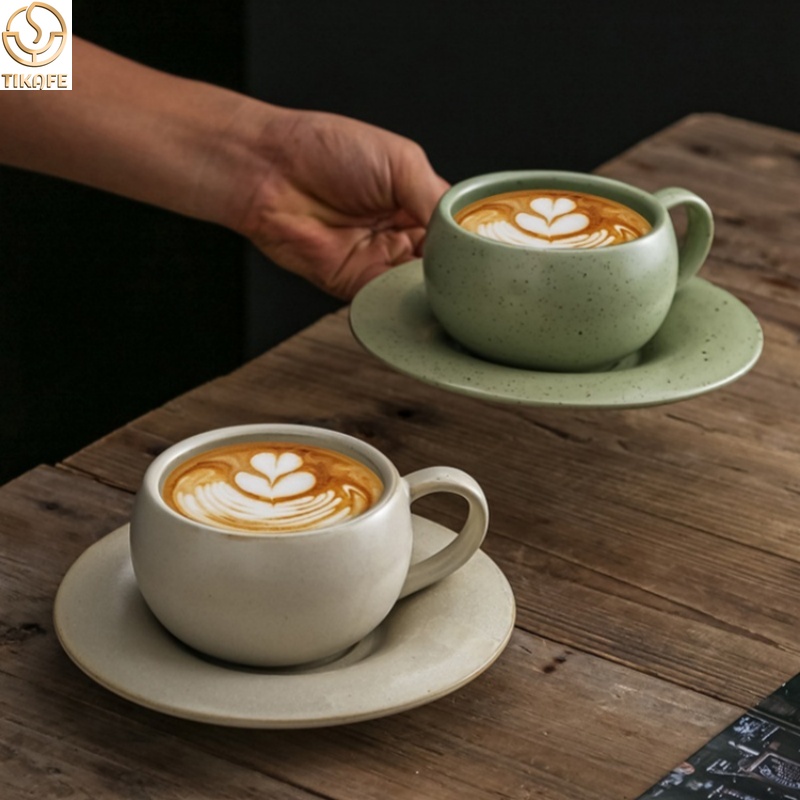 Espresso Cup Saucer - 280ML Vintage Seramik Kahve Kupa Espresso