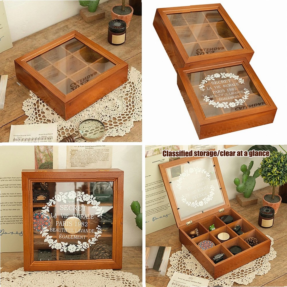 Coffee Tea Drawer Organizer - Çekmeceli ve Pencereli Ahşap Çay Poşeti