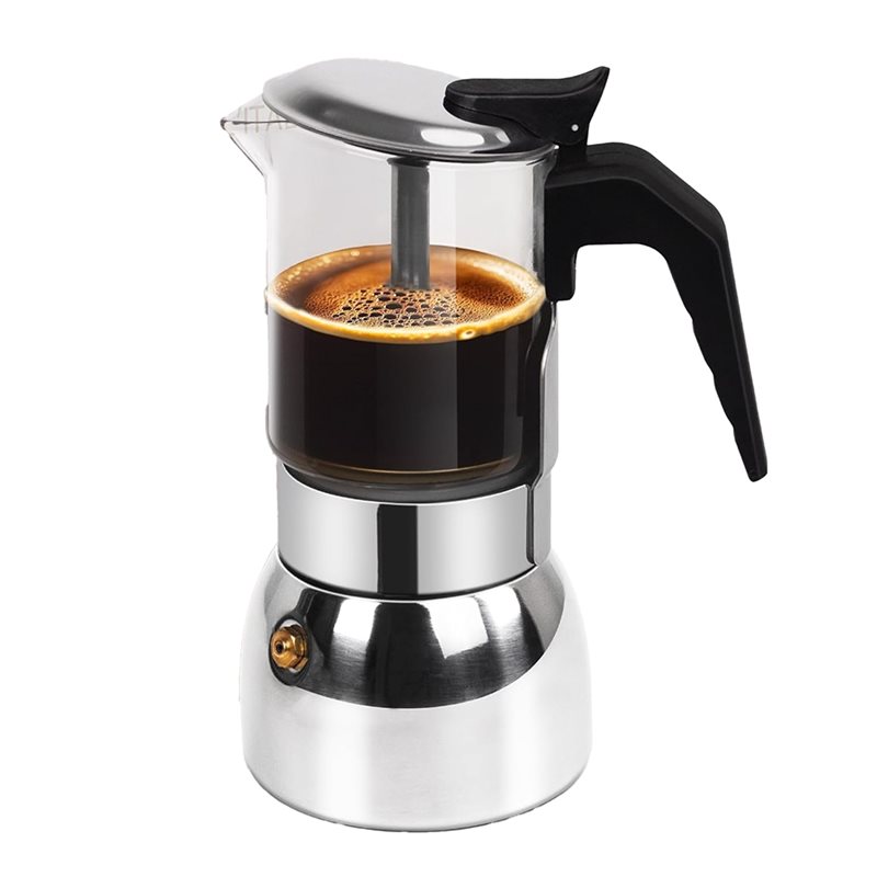 Coffee Tea Chocolate - ABUI-Clear Glass 4 Fincan Moka Pot