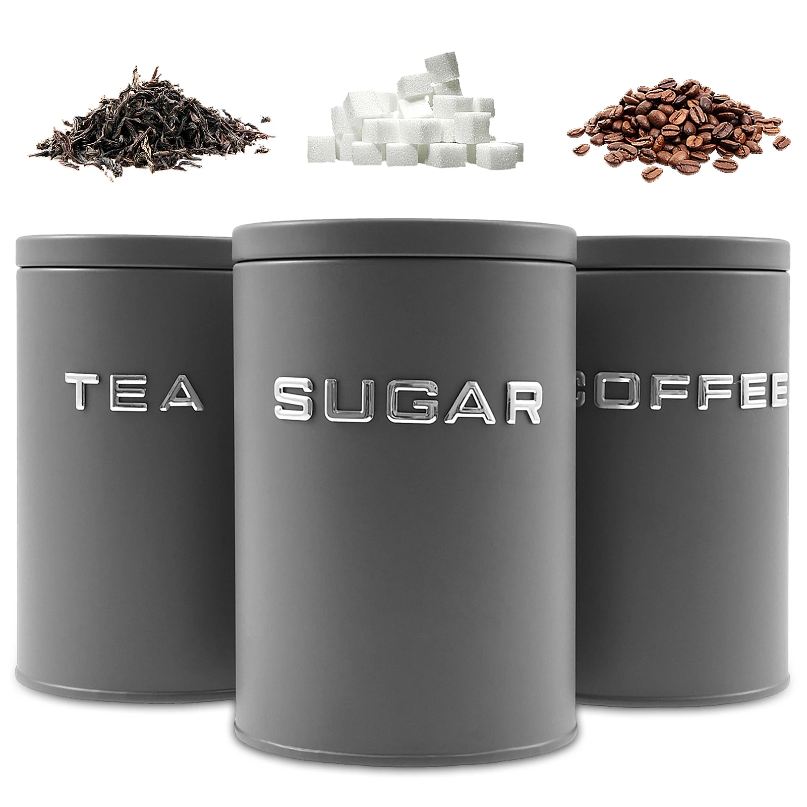 Canister Coffee Sugar Tea - 3 Adet Çay Kahve Şeker Saklama