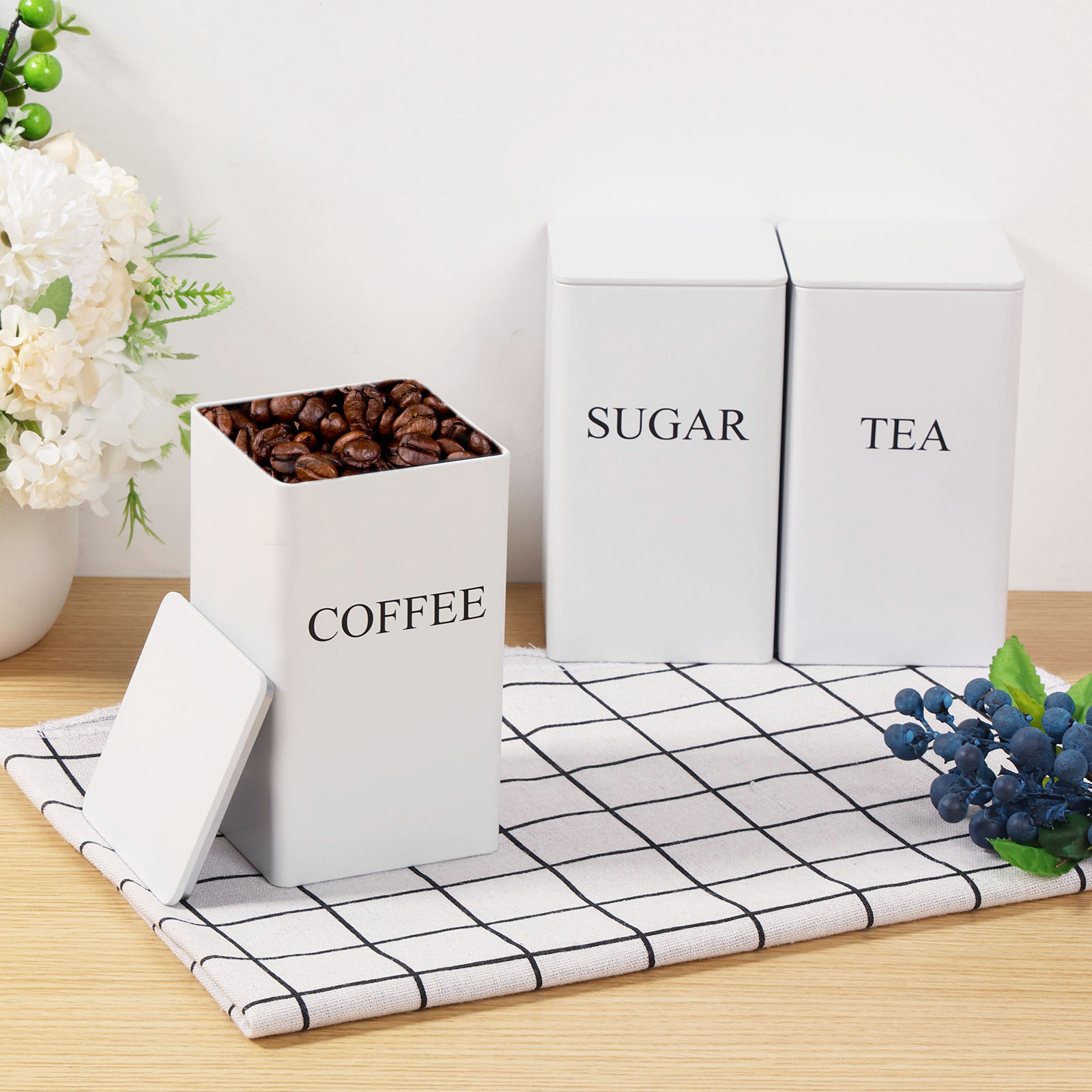 3 adet kahve çekirdeği saklama - Canister Coffee Sugar Tea incelemesi ve fiyatı