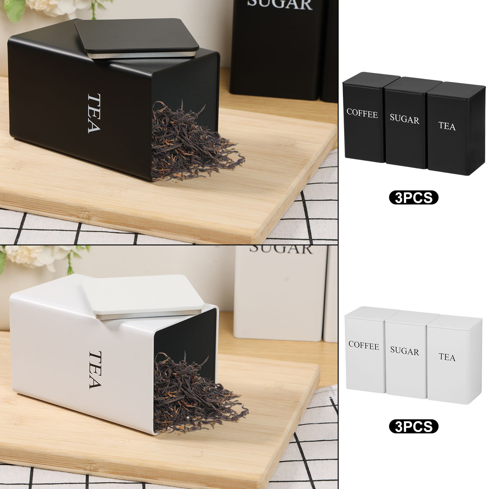 3 adet kahve çekirdeği saklama - Canister Coffee Sugar Tea incelemesi ve fiyatı