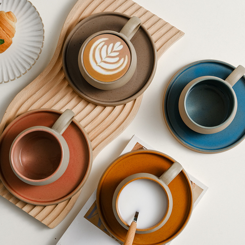 Retro kaba çömlek kupa ve altl - Espresso Cup Saucer incelemesi ve fiyatı