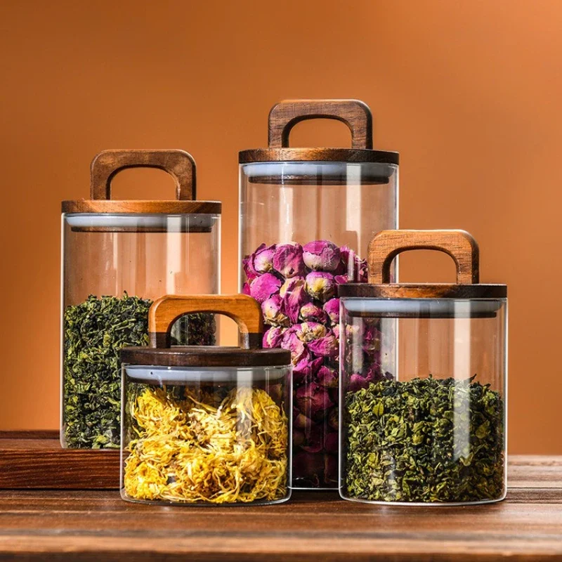 Bambu kapaklı şeffaf cam kavan - Canister Coffee Sugar Tea incelemesi ve fiyatı
