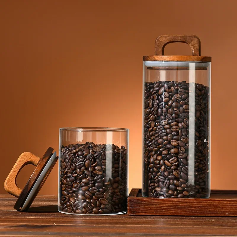 Bambu kapaklı şeffaf cam kavan - Canister Coffee Sugar Tea incelemesi ve fiyatı