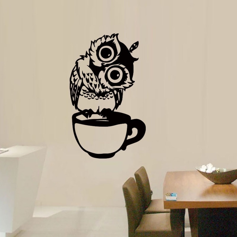 Komik Karikatür Baykuş Fincan  - Wallpaper Coffee And Tea incelemesi ve fiyatı