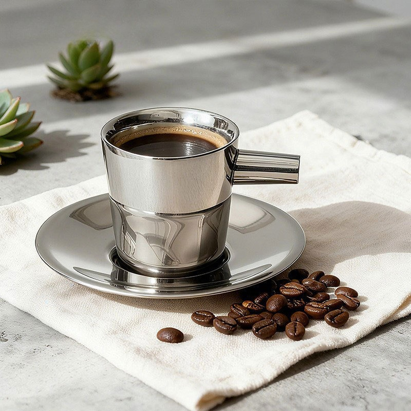 2'li Paslanmaz Çelik Kahve Fin - Espresso Cup Saucer incelemesi ve fiyatı