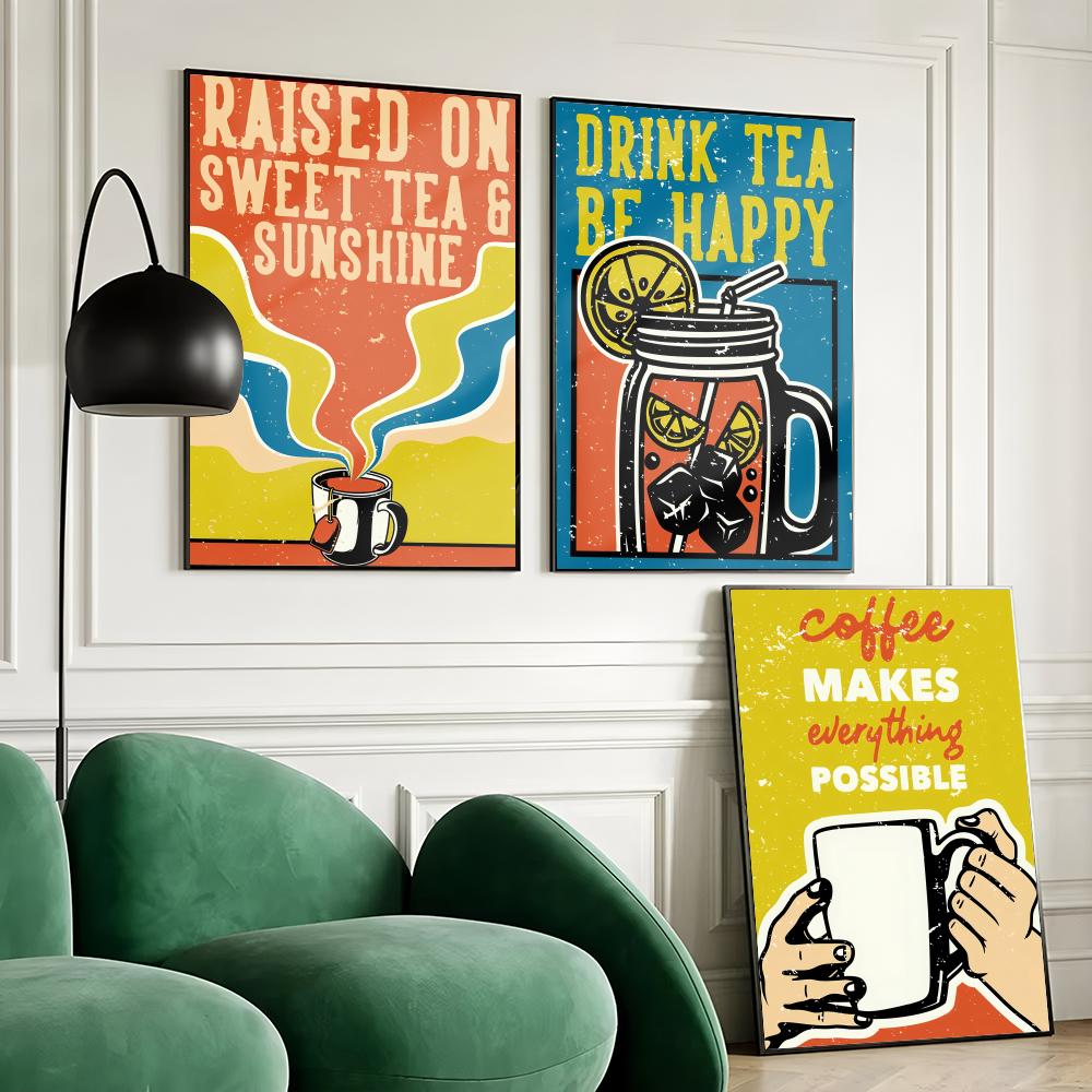 Vintage Çay Kahve Posteri Ev B - Wallpaper Coffee And Tea incelemesi ve fiyatı