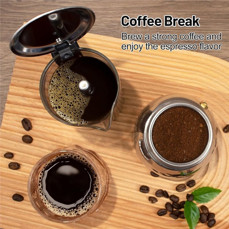 ABUI-Clear Glass 4 Fincan Moka - Coffee Tea Chocolate incelemesi ve fiyatı