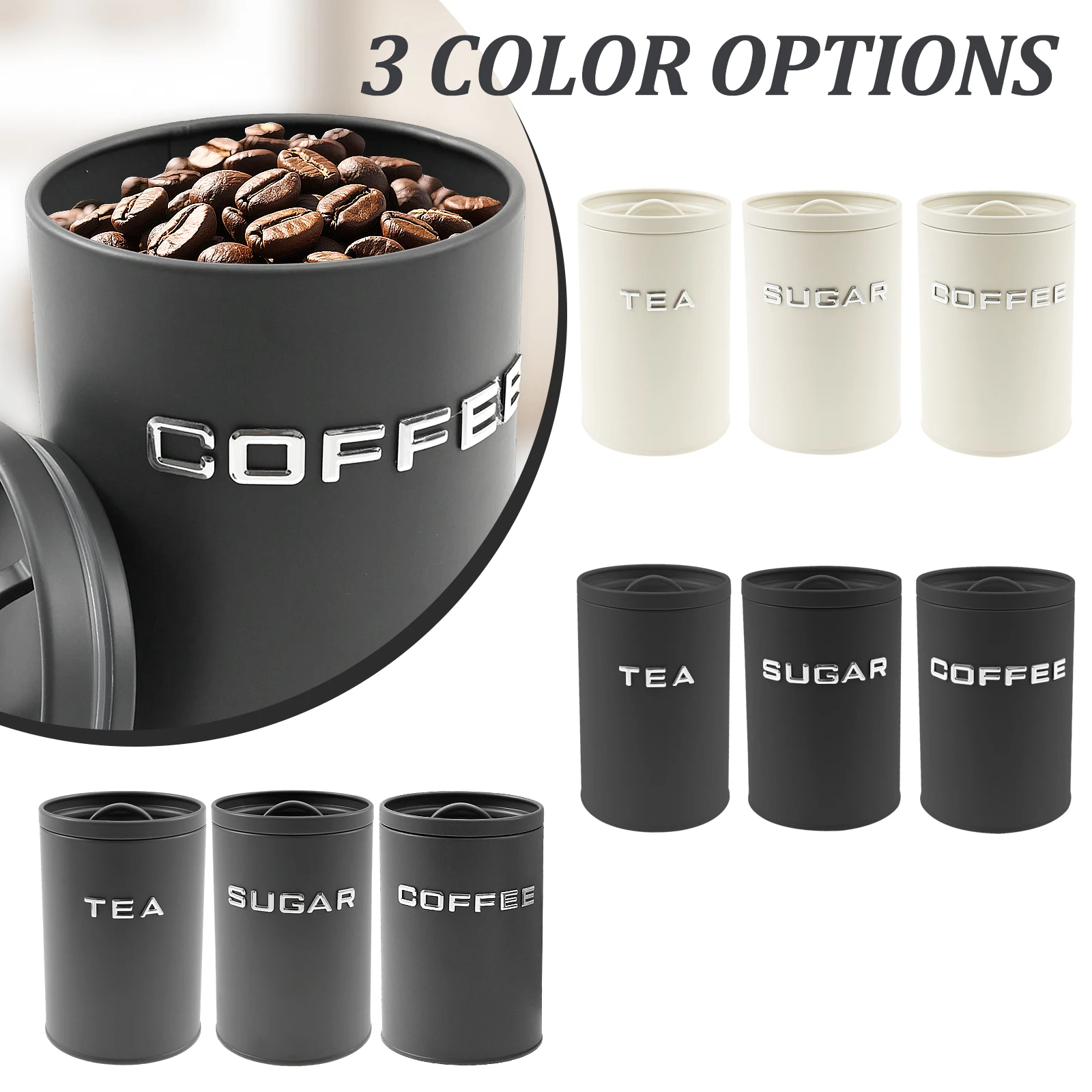 3 Adet Çay Kahve Şeker Saklama - Canister Coffee Sugar Tea incelemesi ve fiyatı